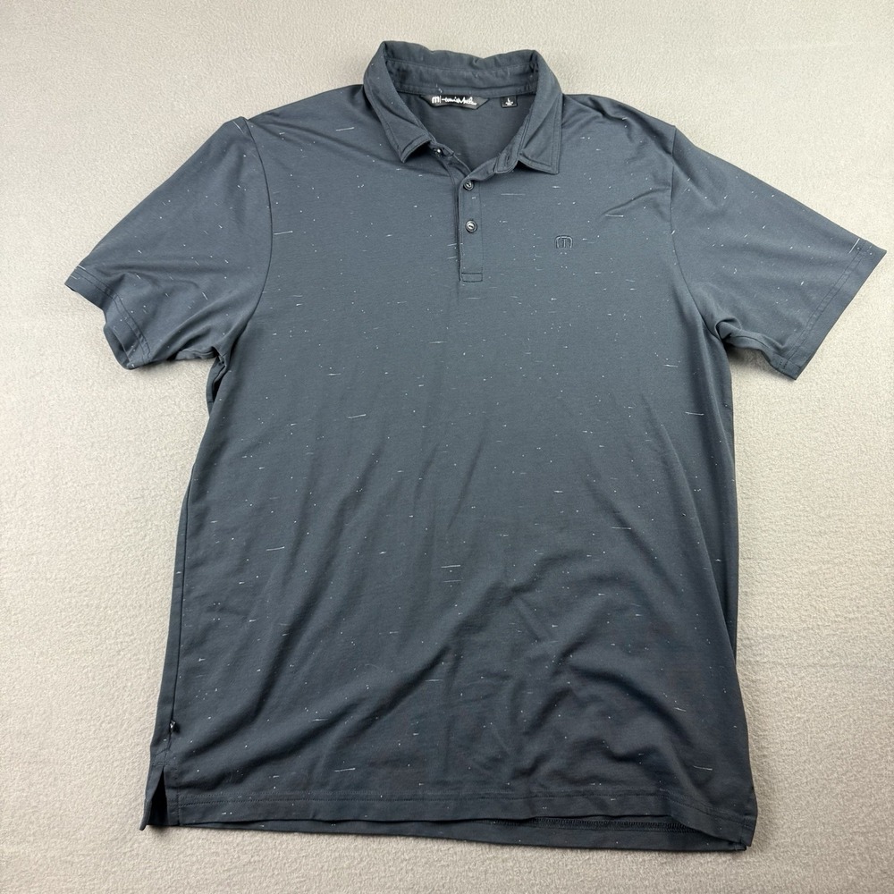 Travis Matthew Polo Shirt Men's‎ L Black Mirror In The Bathroom Golf Stretch